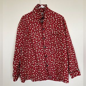 Korean brand red pajamas top PJs blouse leopard print